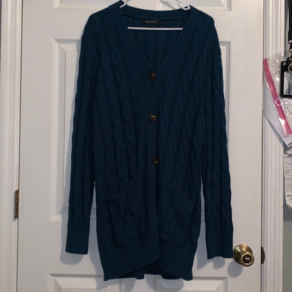 Women’s Button Down Teal Cardigan